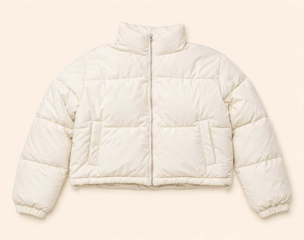 Alterβd State Cream Cropped Puffer Jacket Neutralβ Cozy Clean Girl M
